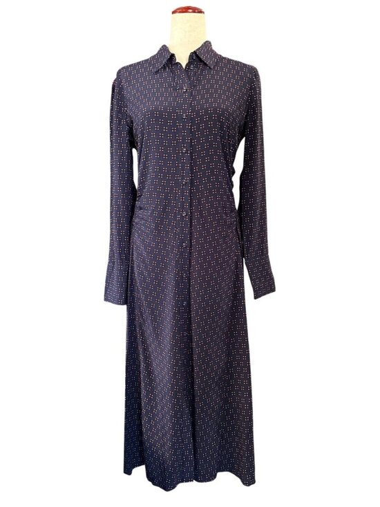 Madewell Dresses & Skirts - Madewell Ruched Midi Shirtdress~Size 0~Navy Foulard Easy Fit Print NWT L5 10